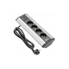 Priza de colt 4xSchuko, argintiu