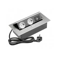 Priza incorporabila dreptunghiulara, 2xUSB , gri