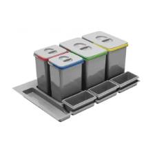 Cos gunoi selectiv MULTINO, 900 mm, 2X15L+2X7L+3 tavi