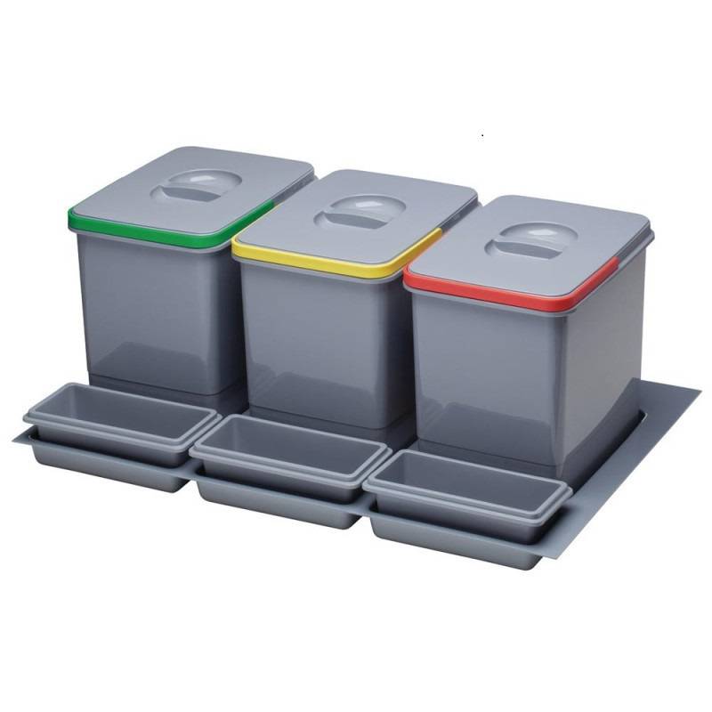 Cos gunoi selectiv 3X12L + 3 tavi corp 800 Hafele pentru casa si proiecte eficiente