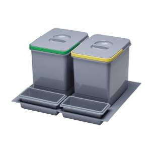 Cos gunoi selectiv 2X12L + 2 tavi corp 600 Hafele