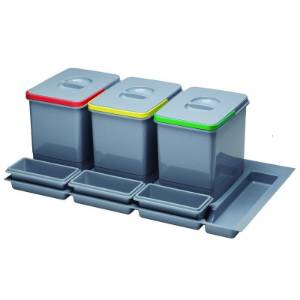 Cos gunoi selectiv 3X12L + 3 tavi corp 900 Hafele