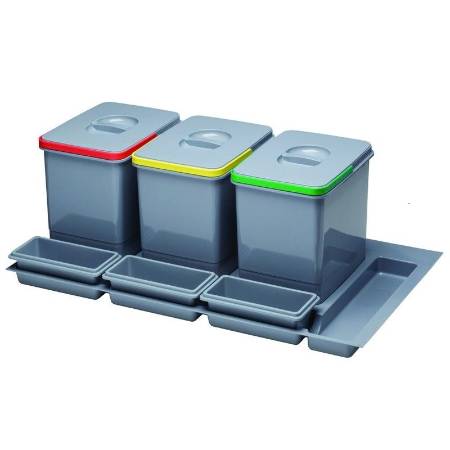 Cos gunoi selectiv 3X12L + 3 tavi corp 900 Hafele