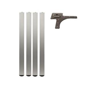 Picior pentru masa, patrat 50x50, inaltime H710 mm, finisaj aluminiu, set 4 bucati