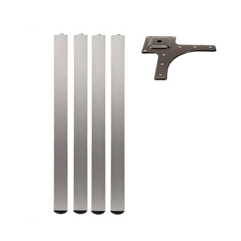 Picior pentru masa, patrat 50x50, inaltime H710 mm, finisaj aluminiu, set 4 bucati