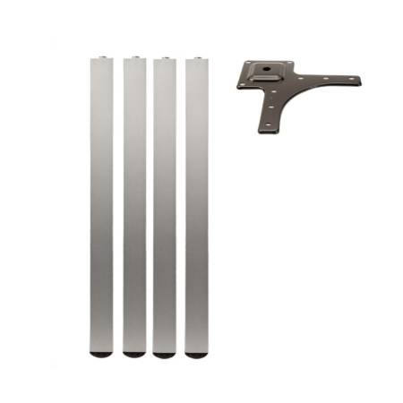 Picior pentru masa, patrat 50x50, inaltime H710 mm, finisaj aluminiu, set 4 bucati