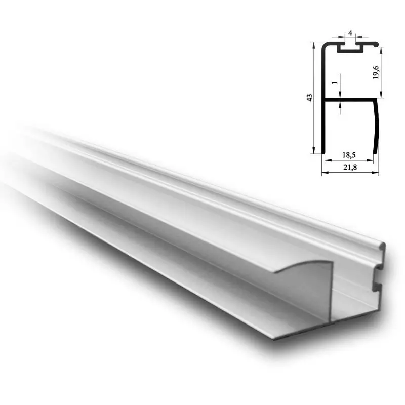 Profil maner pentru dressing, model Y, canal pentru perie, finisaj aluminiu, 2.5 metri