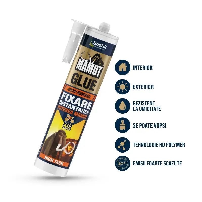 Adeziv universal Mamut Glue HIGH TACK alb 290ML pentru casa si proiecte eficiente