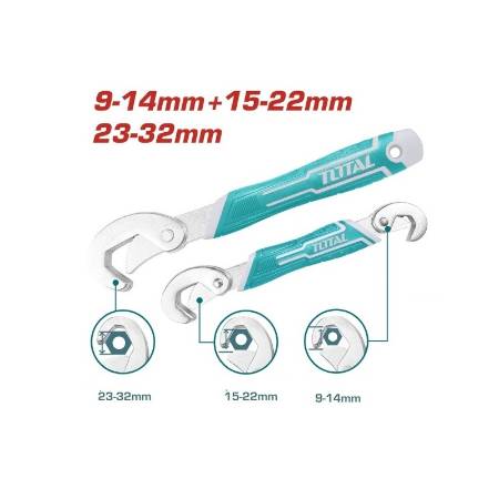Set chei universale:1 x cheie dubla(9-14mm, 15-22mm) + 1 x cheie simpla (23-32mm) Total