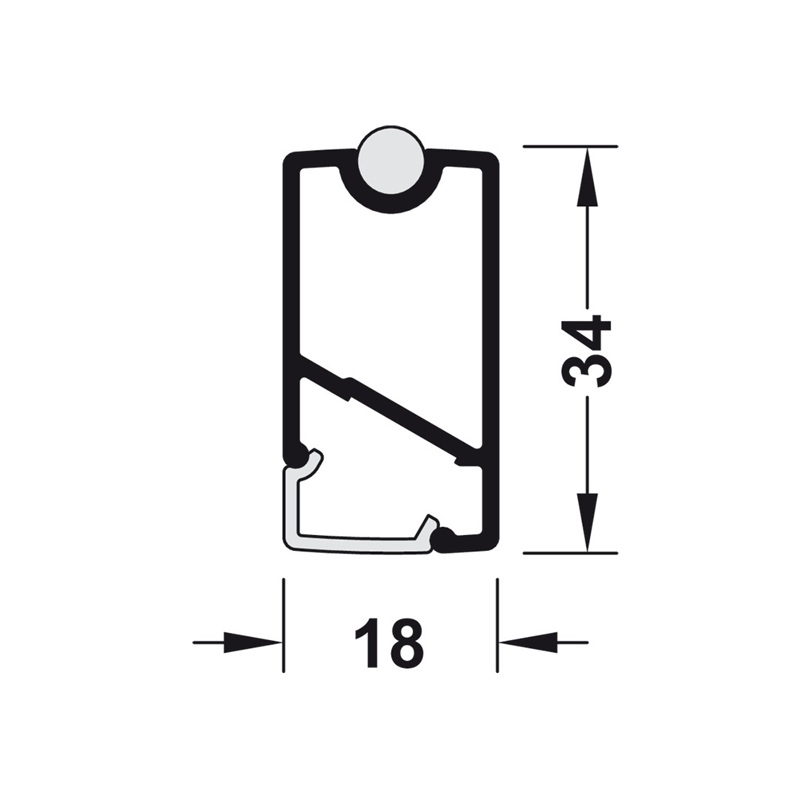 Bara haine Dresscode, cu profil led, bara silicon antizgariere, alba, 2.5 metri, Hafele 2