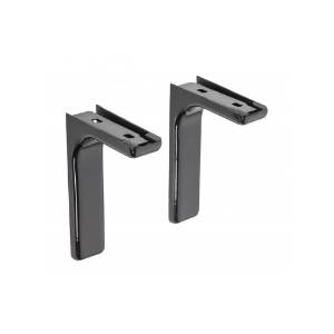 Set 2 console metalice, pentru polita din lemn sau pal, 120mm, cu masca din plastic, neagra