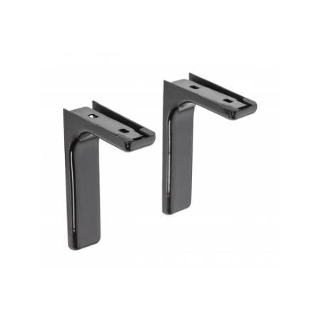 Set 2 console metalice, pentru polita din lemn sau pal, 120mm, cu masca din plastic, neagra