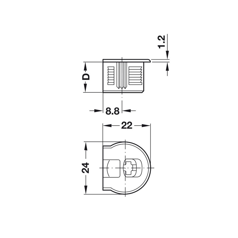 Cama demontabil Rafix Alb, fata bolt, 100 bucati, Hafele 2