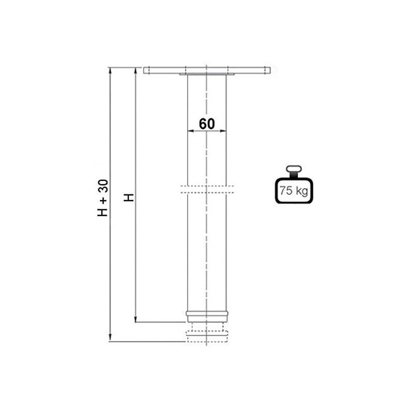 Picior masa rotund, D60, inaltime 710 mm, eco, finisaj antic auriu, set 4 bucati 3