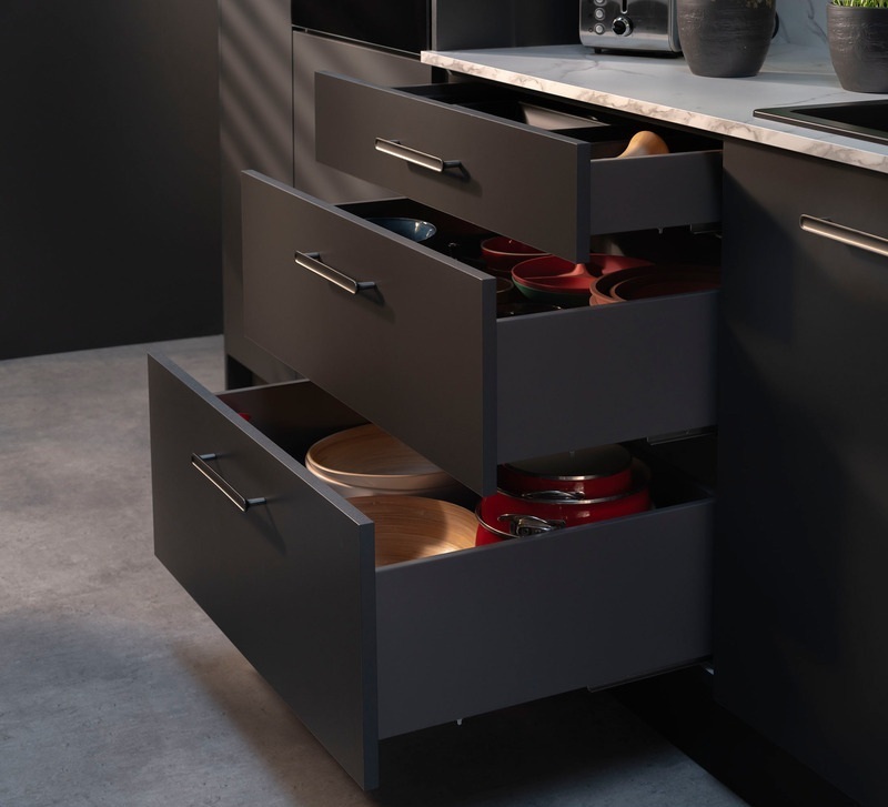 Set laterale metalice, Syncro, H89, 450mm, pal 18mm, finisaj Antracit, Hafele 2