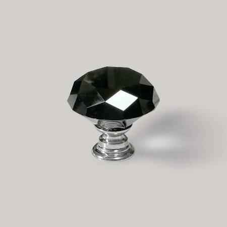 Buton mobilier, cristal negru, Glam