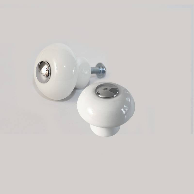 Buton mobilier, ceramica (3738), crom-alb pentru casa si proiecte eficiente