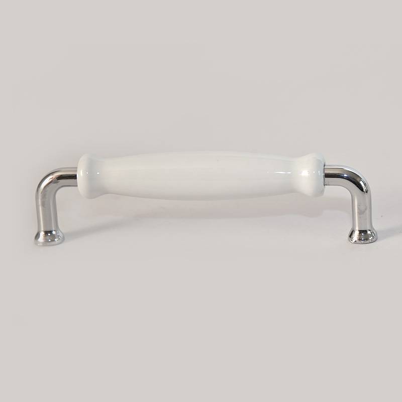 Maner mobilier, ceramica (3738), interaxa 128 mm, crom-alb pentru casa si proiecte eficiente