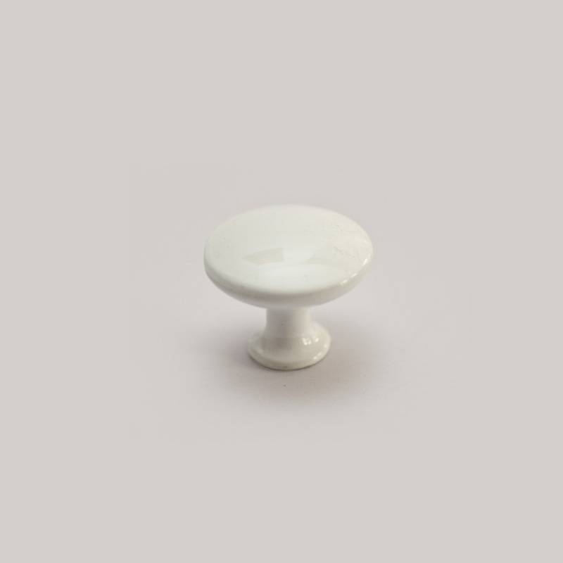 Buton mobilier rotund 315-26, FI 32, metalic, finisaj alb pentru casa si proiecte eficiente