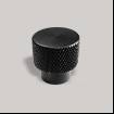 Buton mobilier cilindric Ergo, striat, metalic, finisaj negru