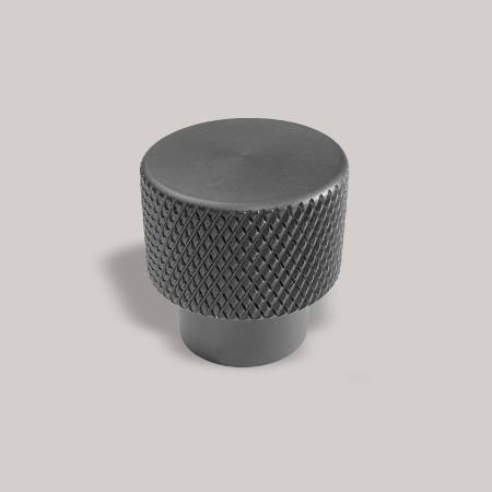 Buton mobilier cilindric Ergo, striat, metalic, finisaj gri