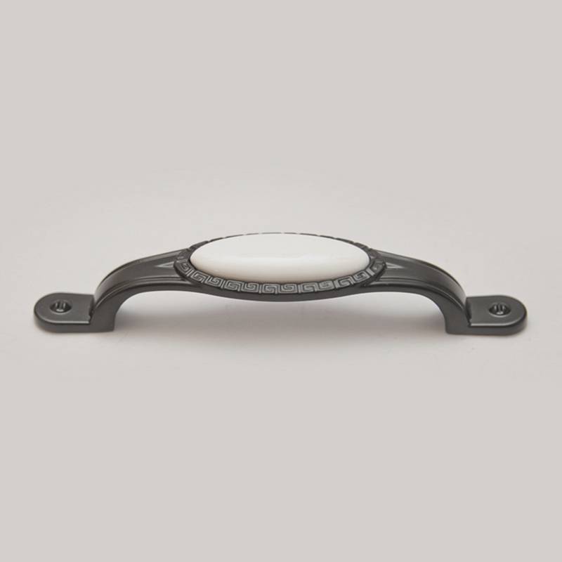 Maner mobilier clasic CS8932, 96mm interaxa, metalic, finisaj negru-ceramica-alba pentru casa si proiecte eficiente