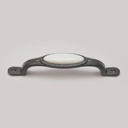 Maner mobilier clasic CS8932, 96mm interaxa, metalic, finisaj negru-ceramica-alba