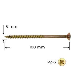 Holzsurub PAL / Lemn, 6.0 x 100, galben-zincat, 100 bucati, Reisser
