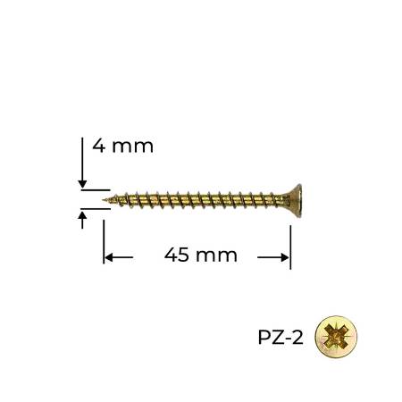 Holzsurub PAL / Lemn, 4.0 x 45, galben-zincat, 100 bucati, Reisser