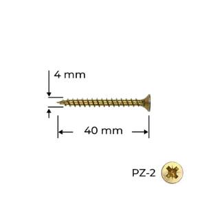 Holzsurub PAL / Lemn, 4.0 x 40, galben-zincat, 100 bucati, Reisser