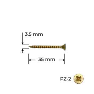 Holzsurub PAL / Lemn, 3.5 x 35, galben-zincat, 100 bucati, Reisser