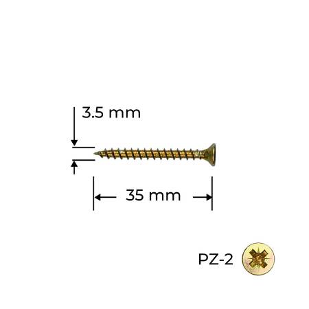 Holzsurub PAL / Lemn, 3.5 x 35, galben-zincat, 100 bucati, Reisser