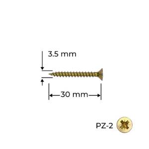 Holzsurub PAL / Lemn, 3.5 x 30, galben-zincat, 100 bucati, Reisser
