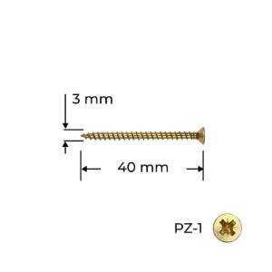 Holzsurub PAL / Lemn, 3.0 x 40, galben-zincat, 100 bucati, Reisser