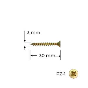 Holzsurub PAL / Lemn, 3.0 x 30, galben-zincat, 100 bucati, Reisser