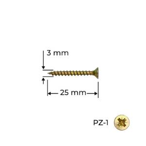 Holzsurub PAL / Lemn, 3.0 x 25, galben-zincat, 100 bucati, Reisser