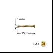 Holzsurub PAL - Lemn, 3.0 x 25, galben-zincat, 100 bucati, Reisser