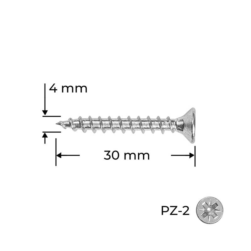 Holzsurub PAL / Lemn, 4.0 x 30, alb-zincat, 1000 bucati, Reisser pentru casa si proiecte eficiente