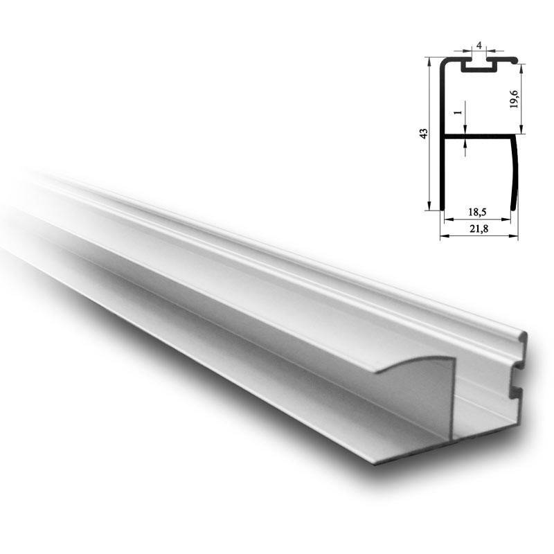 Profil maner pentru dressing, model Y, canal pentru perie, finisaj aluminiu, 3 metri