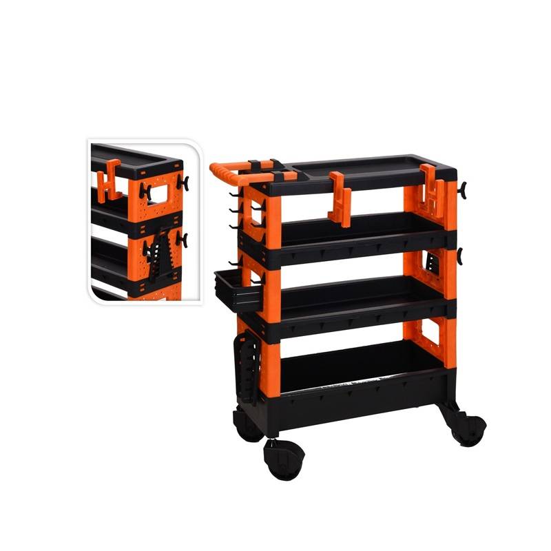 Cărucior Unelte 68x35x87.5cm - Ușor de Transportat, 4 Tăvi de Depozitare pentru casa si proiecte eficiente