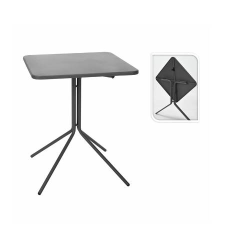 Masă Pliabilă Pătrată 58x58xH70 cm - Oțel, Gri Închis, Compactă și Durabilă