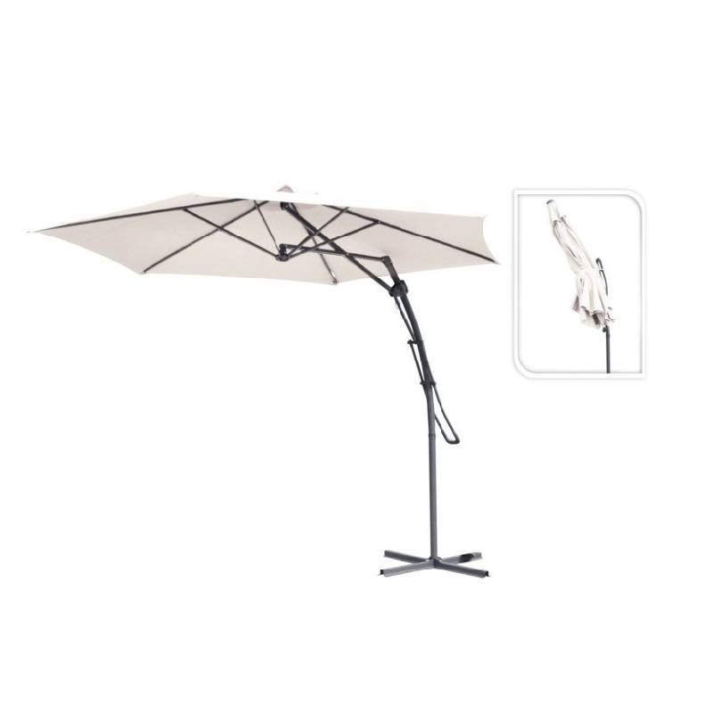 Umbrelă Terasă H:225cm, D:300cm, Bej - Sistem Reglaj Tip Push Up, Protecție Solară Extinsă pentru casa si proiecte eficiente