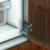 Balama modul 95° aplicata frigider, placuta cu diblu Expando Blum 2