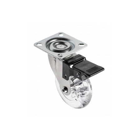 Rotila BRAZIL, 75 mm, cu frana, transparent