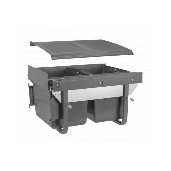 GTV Cos gunoi selectiv PRACTI ECO, 450 mm, 2x15L, antracit pentru casa si proiecte eficiente