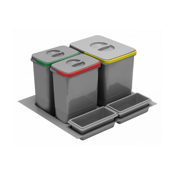 GTV Cos gunoi selectiv MULTINO, 600 mm, 1X15L+2X7L+2 tavi pentru casa si proiecte eficiente
