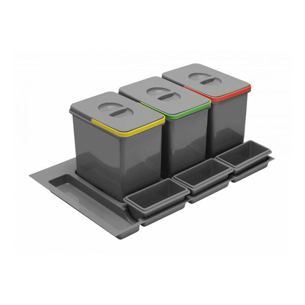 GTV Cos gunoi selectiv MULTINO, 900 mm, 3X15L+3 tavi, antracit pentru casa si proiecte eficiente