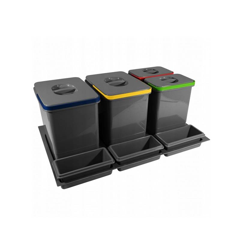 GTV Cos gunoi selectiv MULTINO, 800 mm, 2X15L+2X7L + 3 tavi pentru casa si proiecte eficiente
