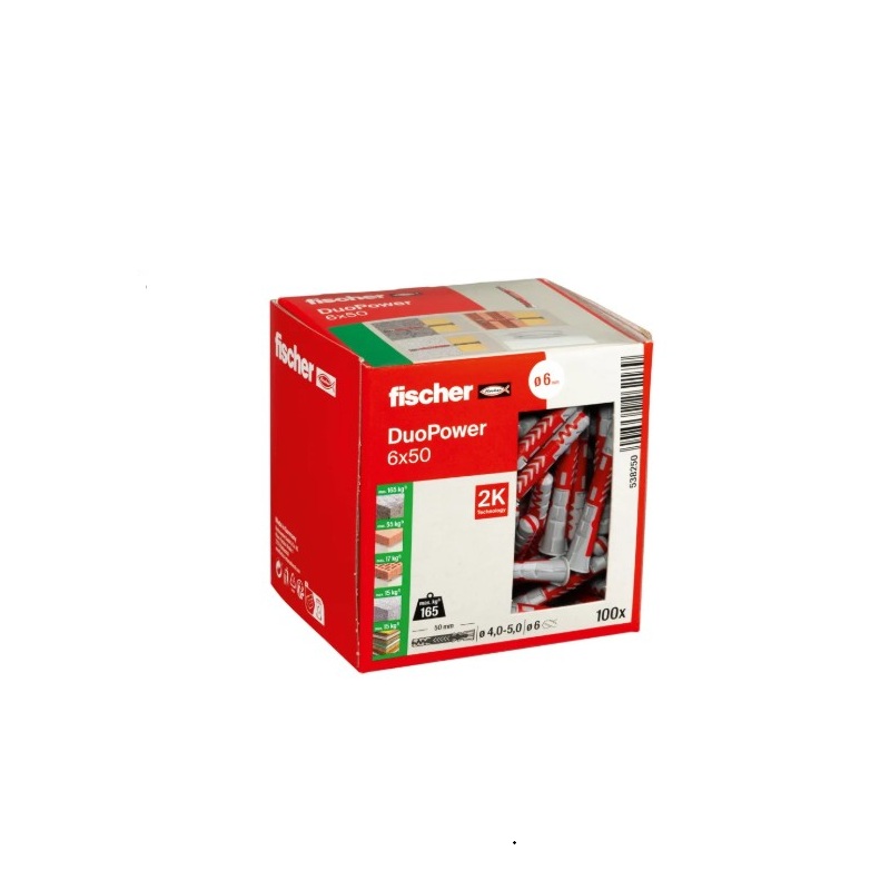 Set Diblu universal Fischer DuoPower 6x50 mm, fara surub, 100 buc  2