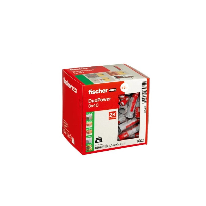 Set Diblu universal Fischer DuoPower 8x40 mm fara surub, 100 buc 2